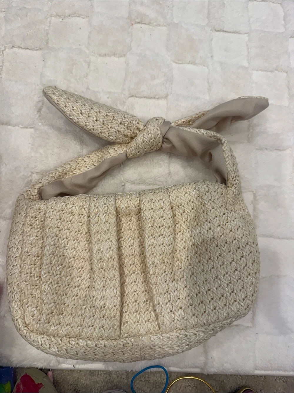 Lulu's Cream Woven Tote with Fabric-Trim Interior